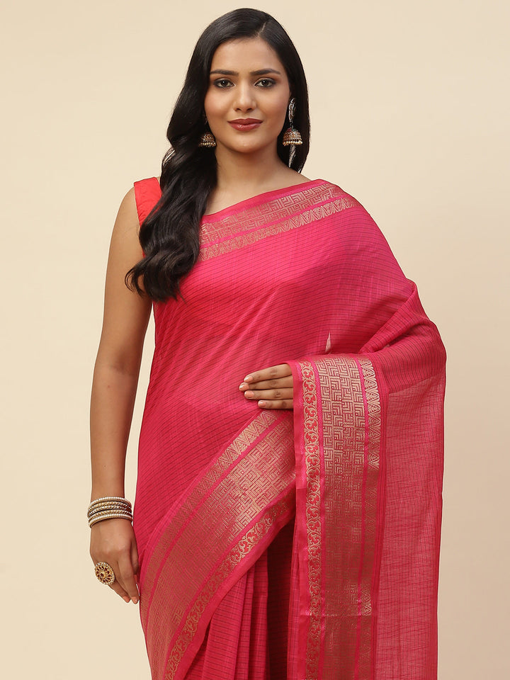 Plain Zari Border Cotton Woven Saree