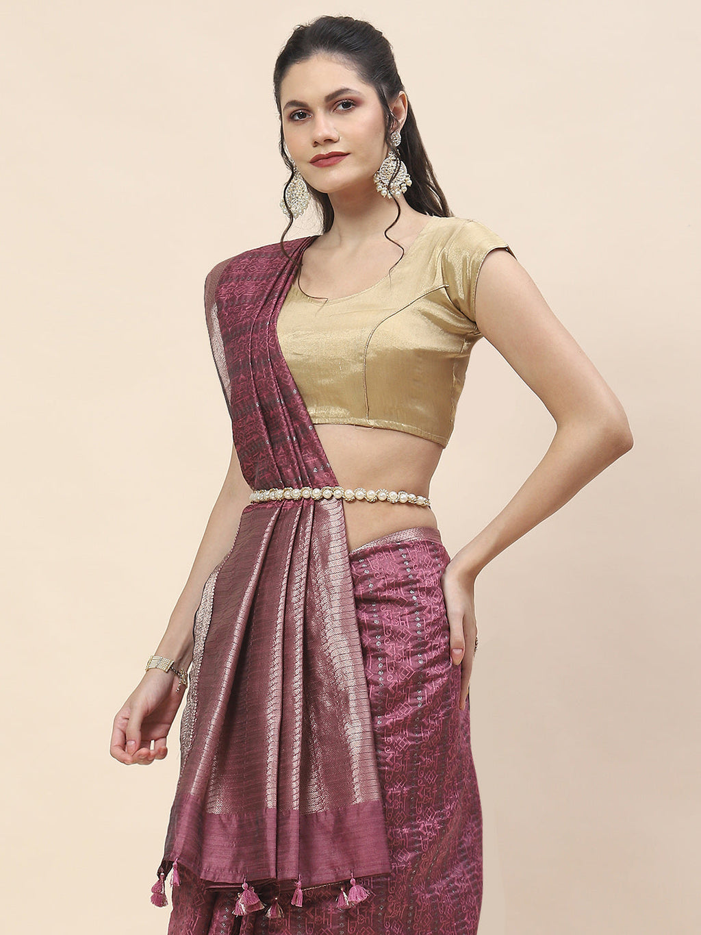 Zari Border Woven Art Tussar Saree