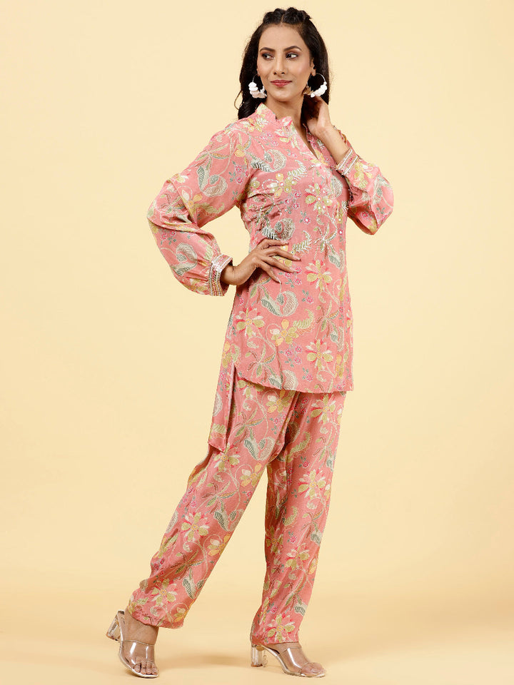 Printed Crepe Kurta With Pants