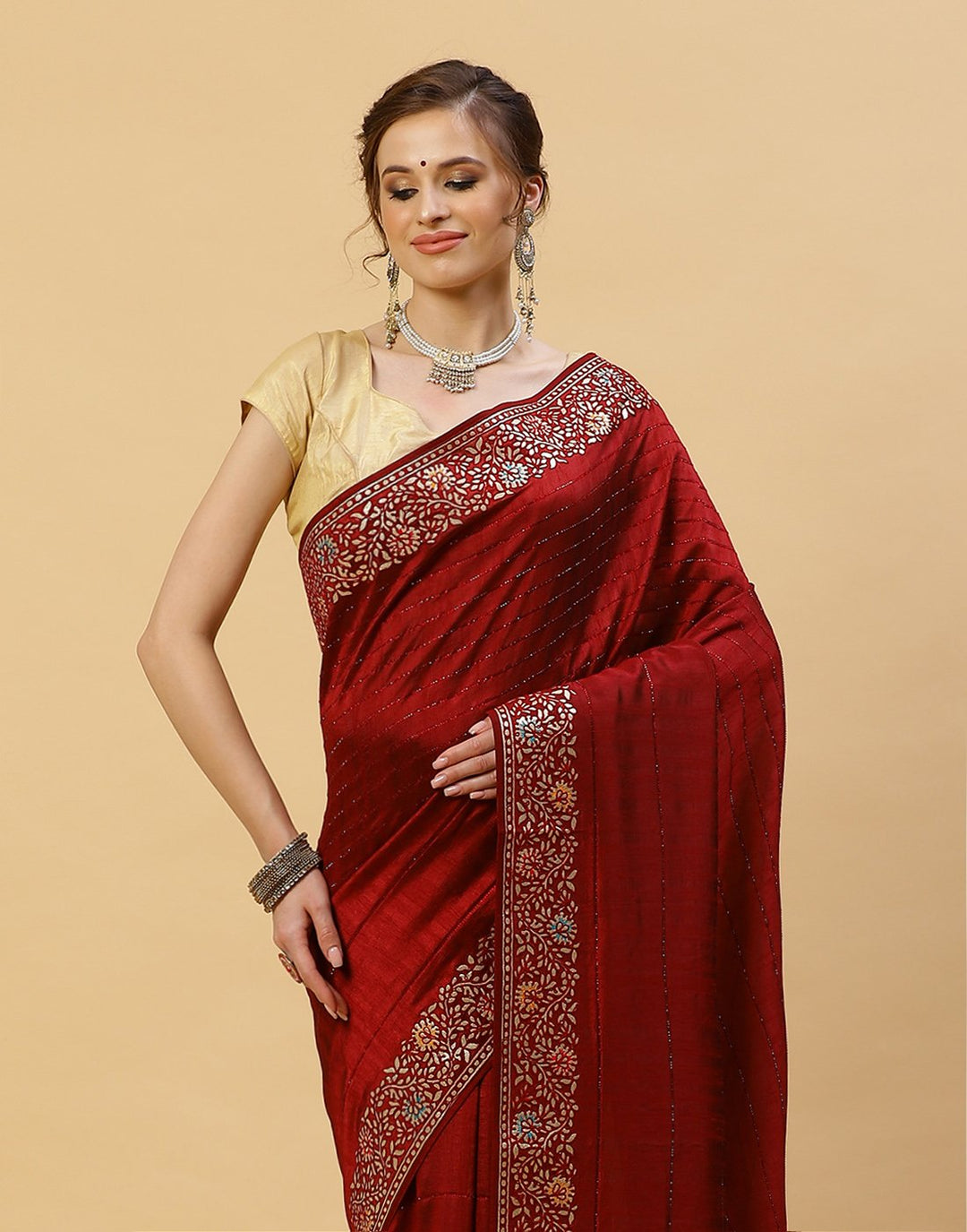 Embroidered Art Tussar Saree