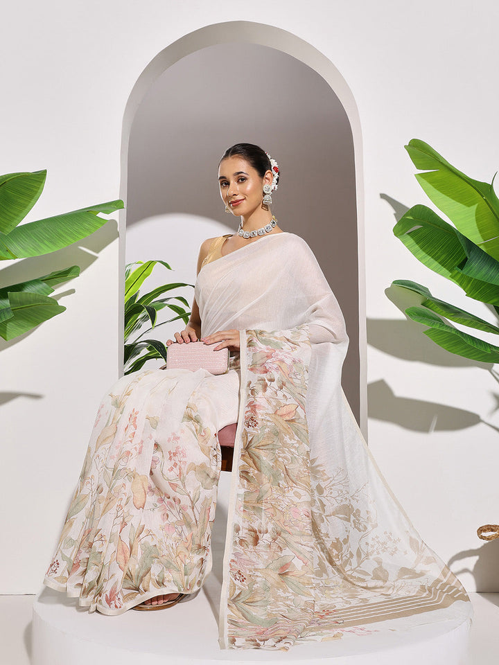 Printed Cotton Blend Saree