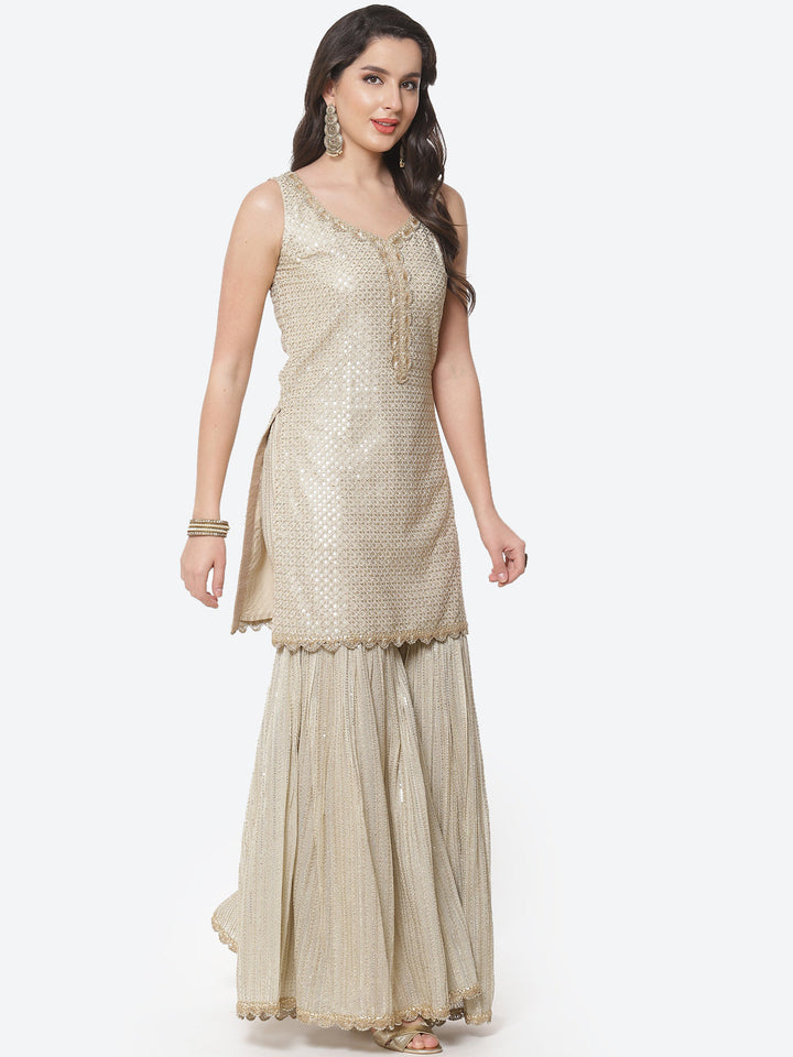 Sequenece Georgette Stitched Salwar Kameez With Net Dupatta
