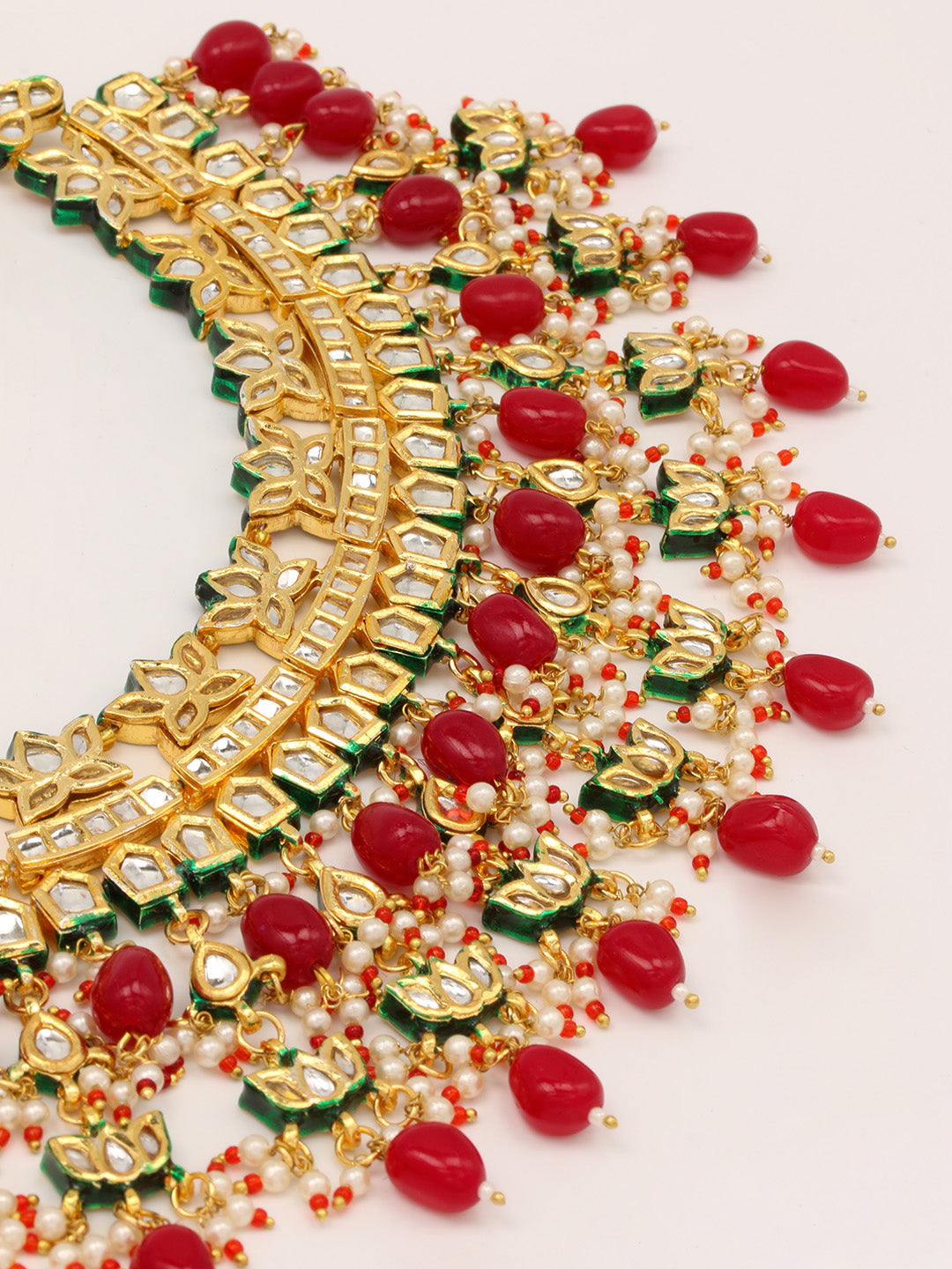 Kundan Work Necklace Set With Earring &amp; Mang Tika