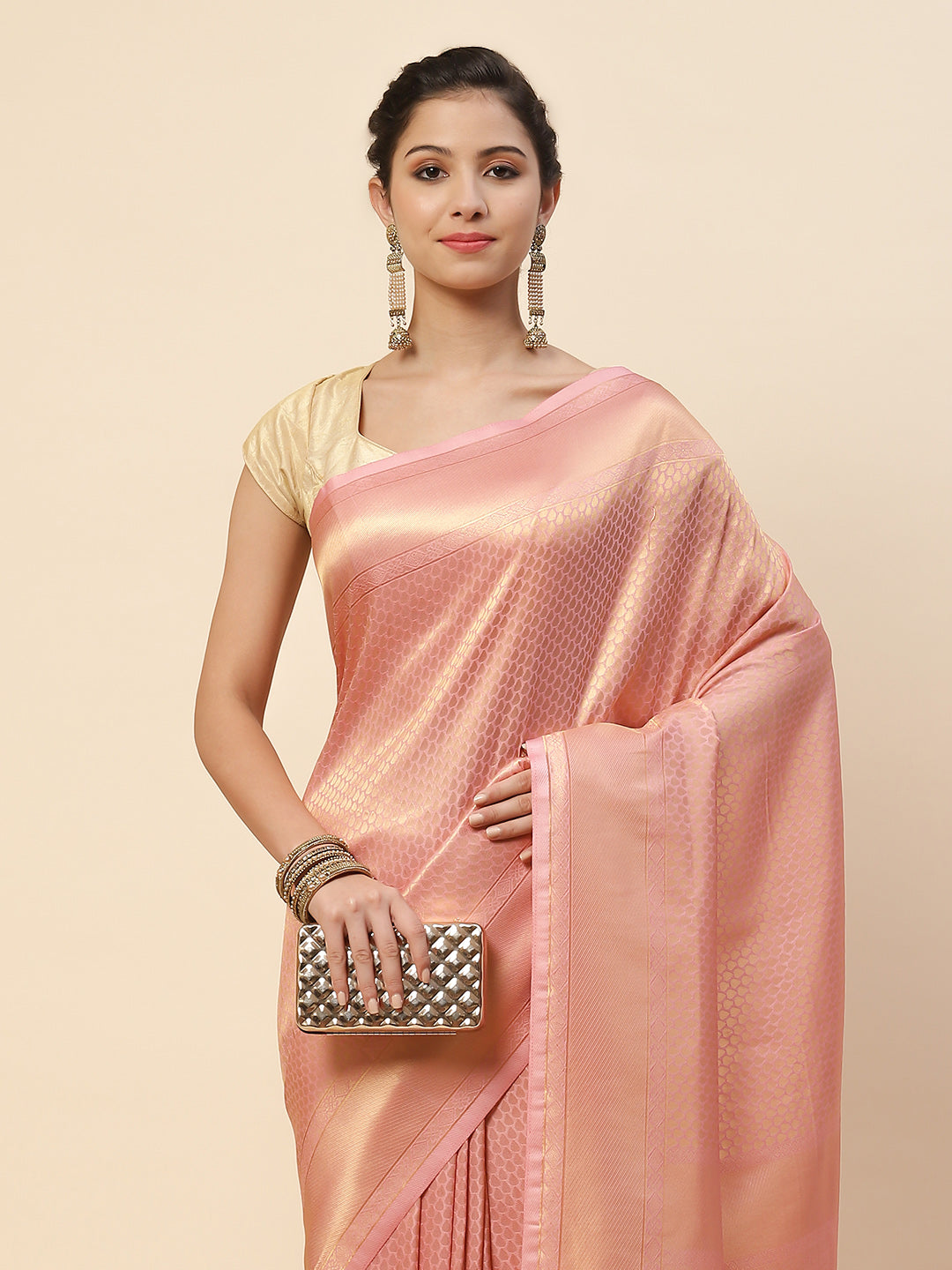 Plain Zari Border Art Handloom Woven Saree
