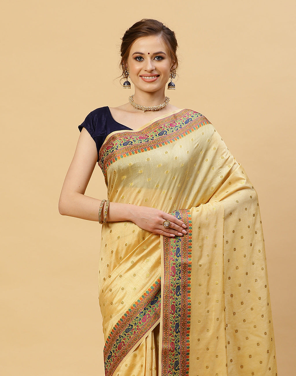 Woven Art Handloom Saree With Zari Booti Border