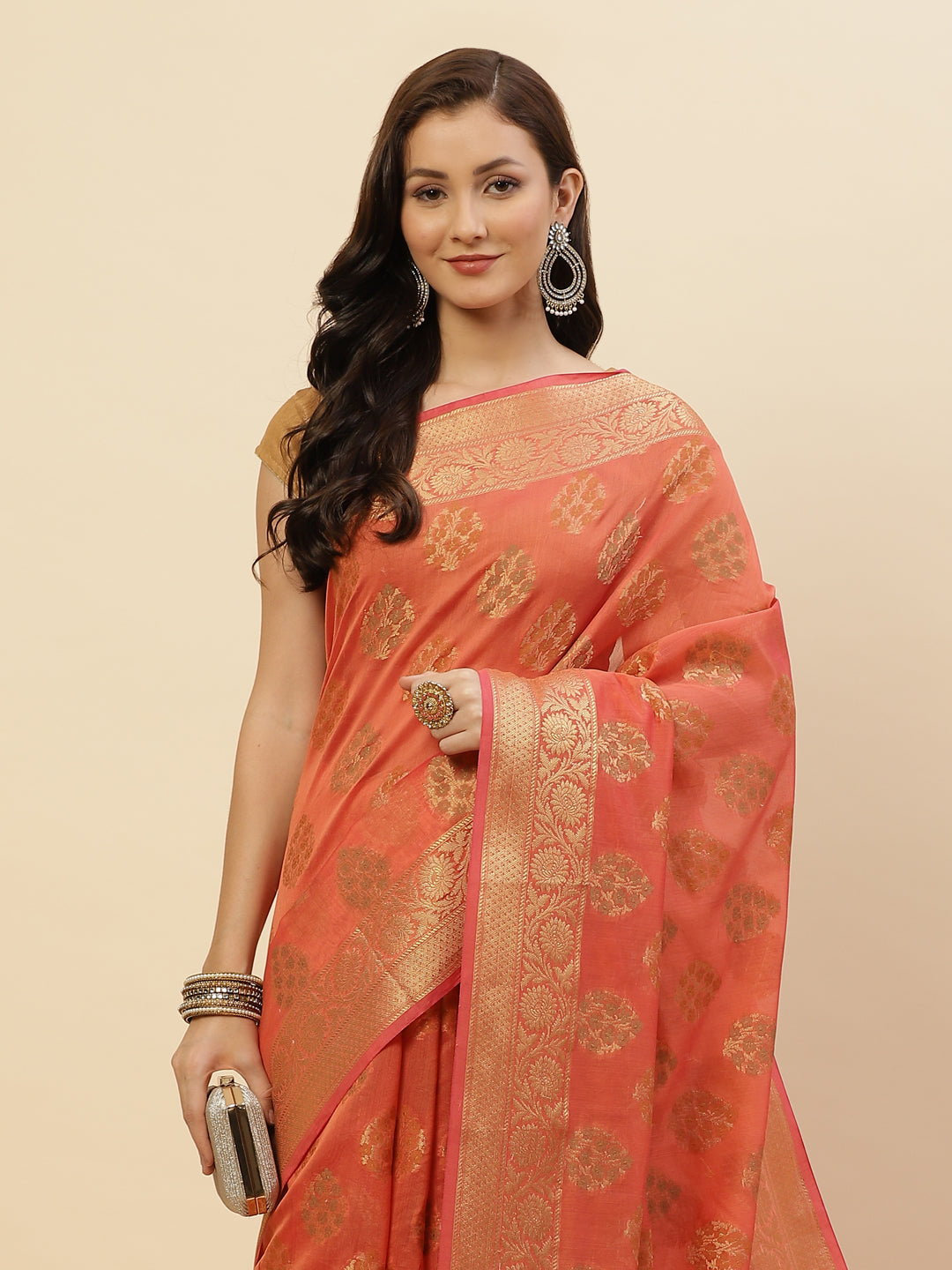 Zari Booti Cotton Woven Saree