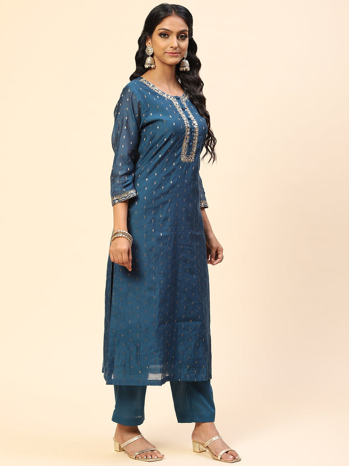 Zari Gota Work Chanderi Kurta With Pants