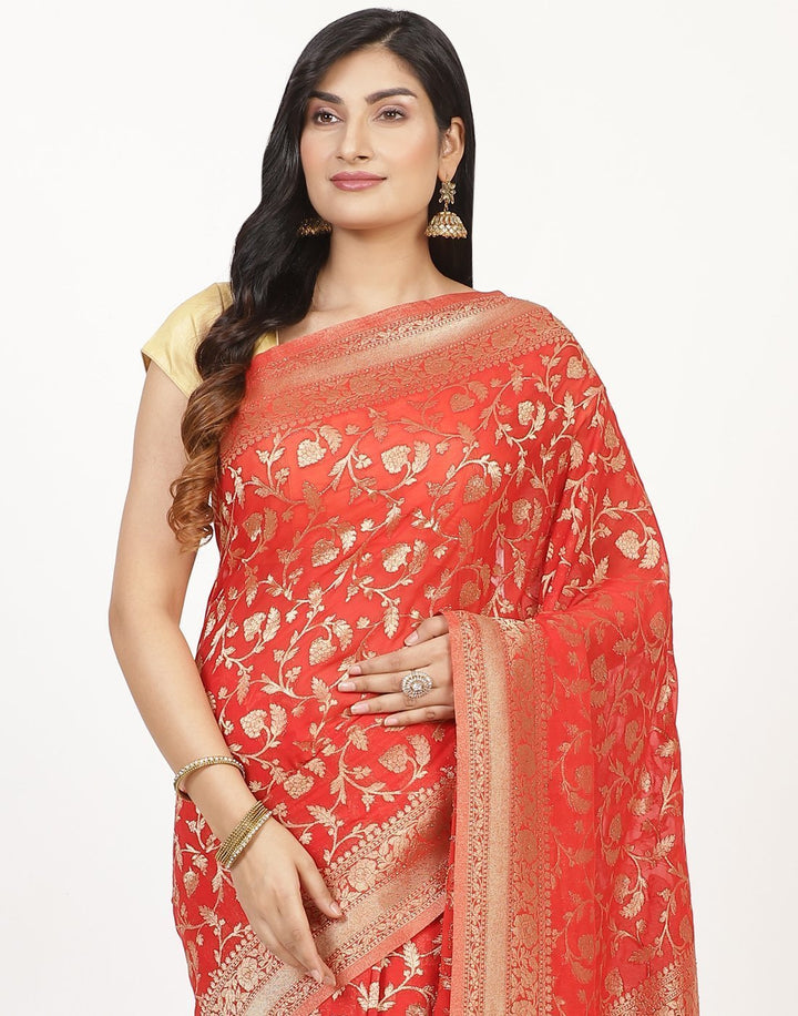 MBZ Meena Bazaar-Zari Jaal Art Georgette Saree