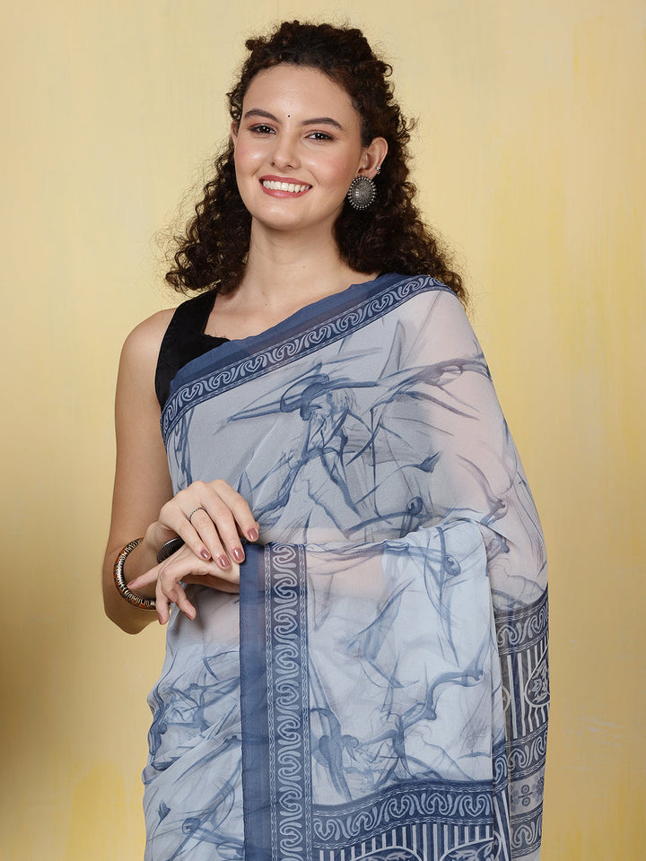 Digital Printed Georgette Saree