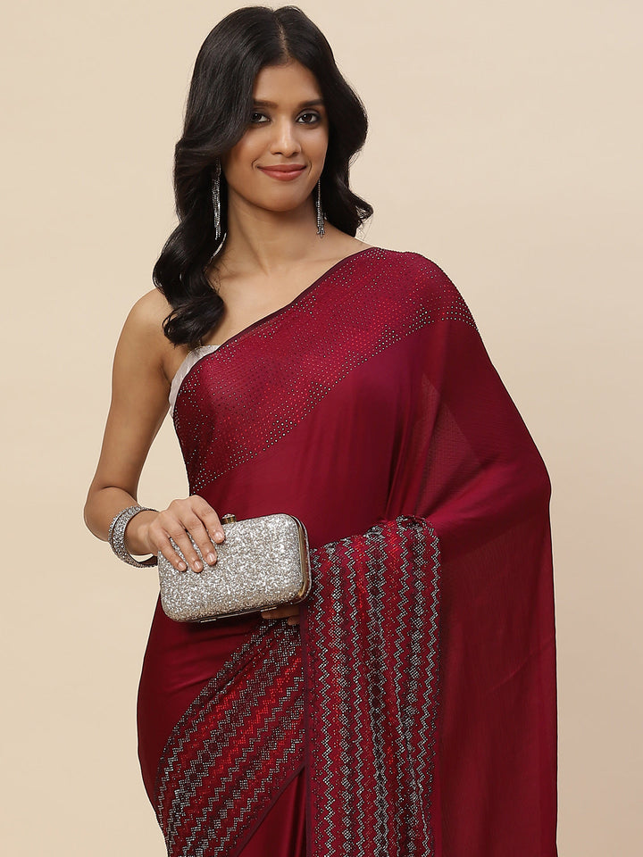 Stone Embroidered Crepe Saree