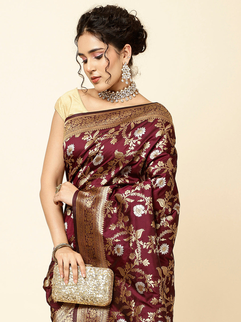Zari Jaal Woven Banarsi Saree