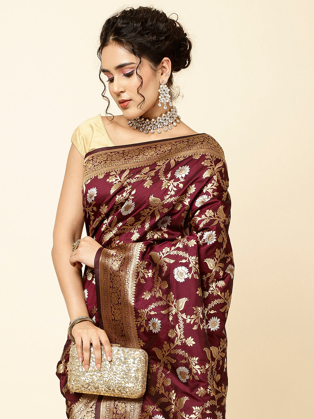 Zari Jaal Woven Banarsi Saree