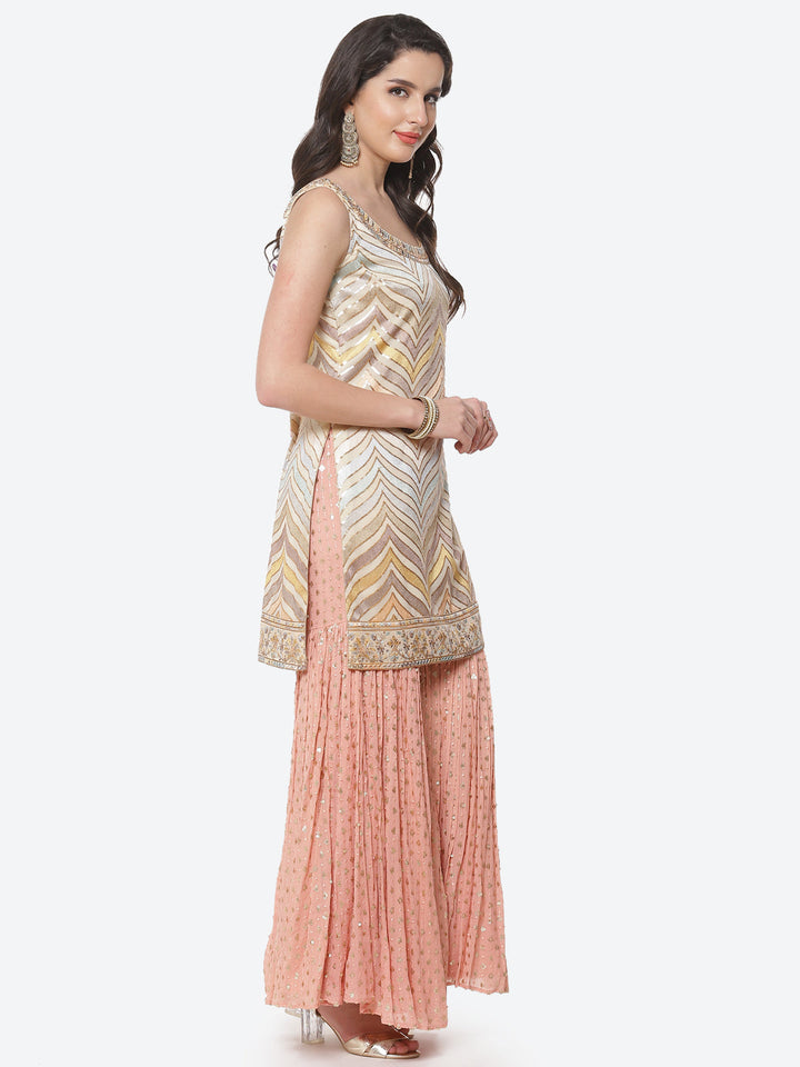 Sequence Georgette Stitched Salwar Kameez With Net Booti Dupatta
