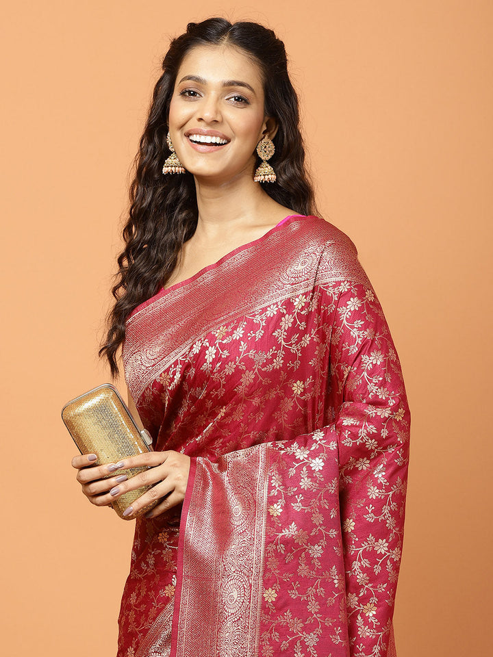 Zari Jaal Woven Art Silk Saree