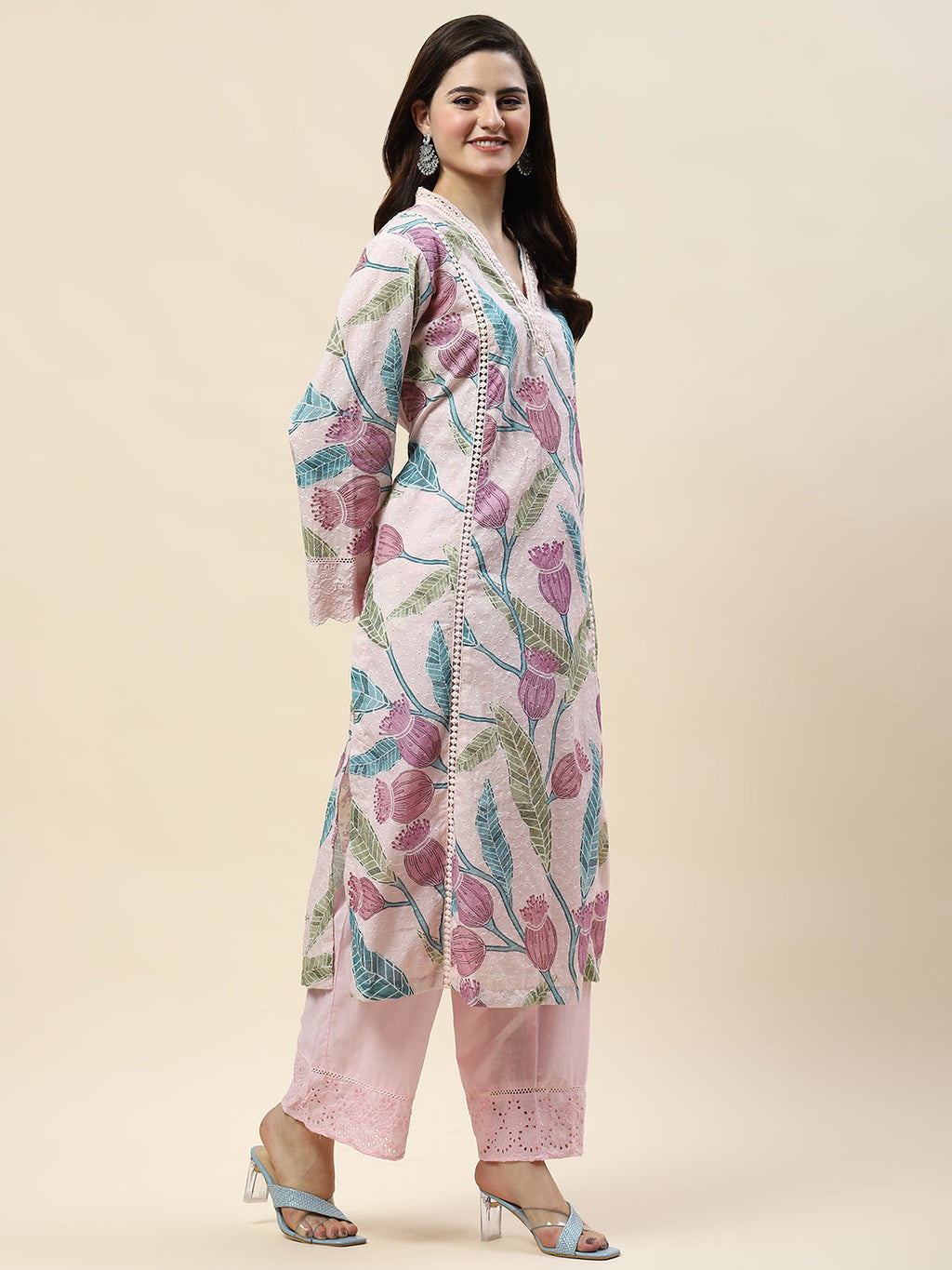 Neck Patti Printed Cotton Kurta Set