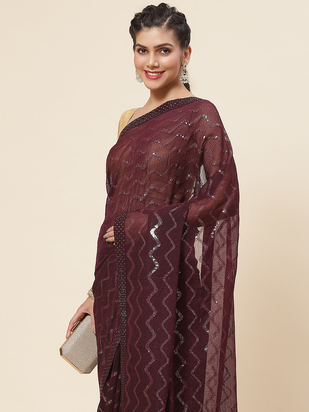 Sequin Embroidered Georgette Saree