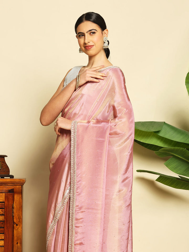 Sequence Embroidery Tissue Saree