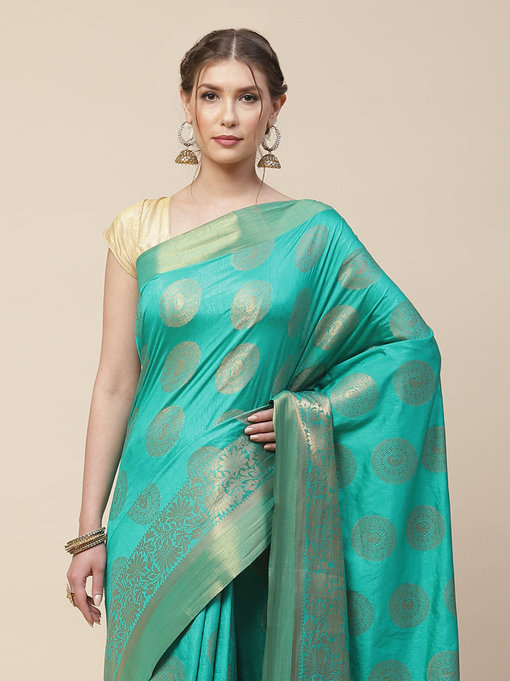 Zari Border Booti Art Handloom Woven Saree