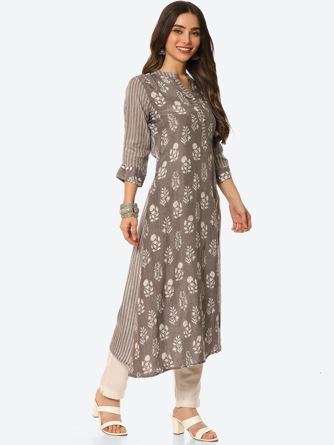 Floral Printed Muslin Kurta