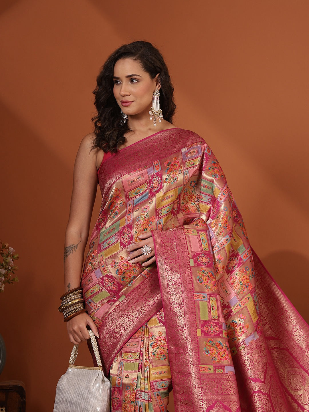Woven Design Satin Saree