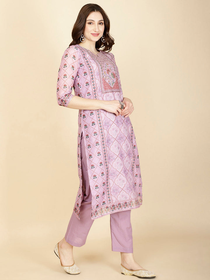 Abstract Printed Chanderi Kurta With Pants