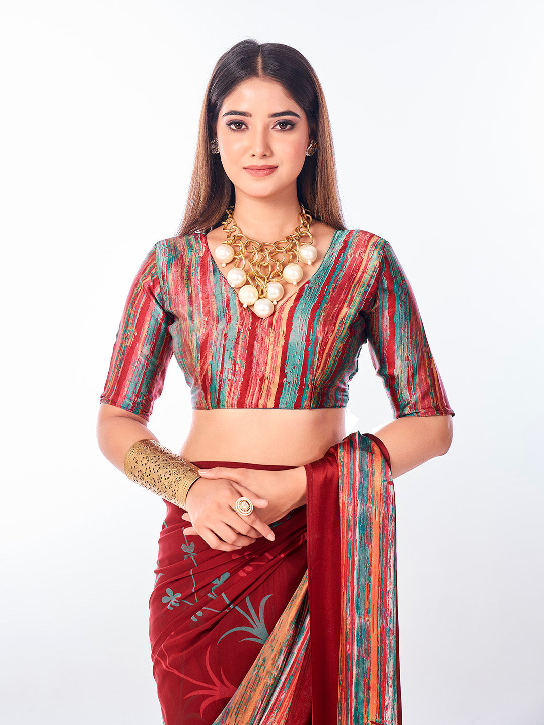 Floral Printed Georgette Saree