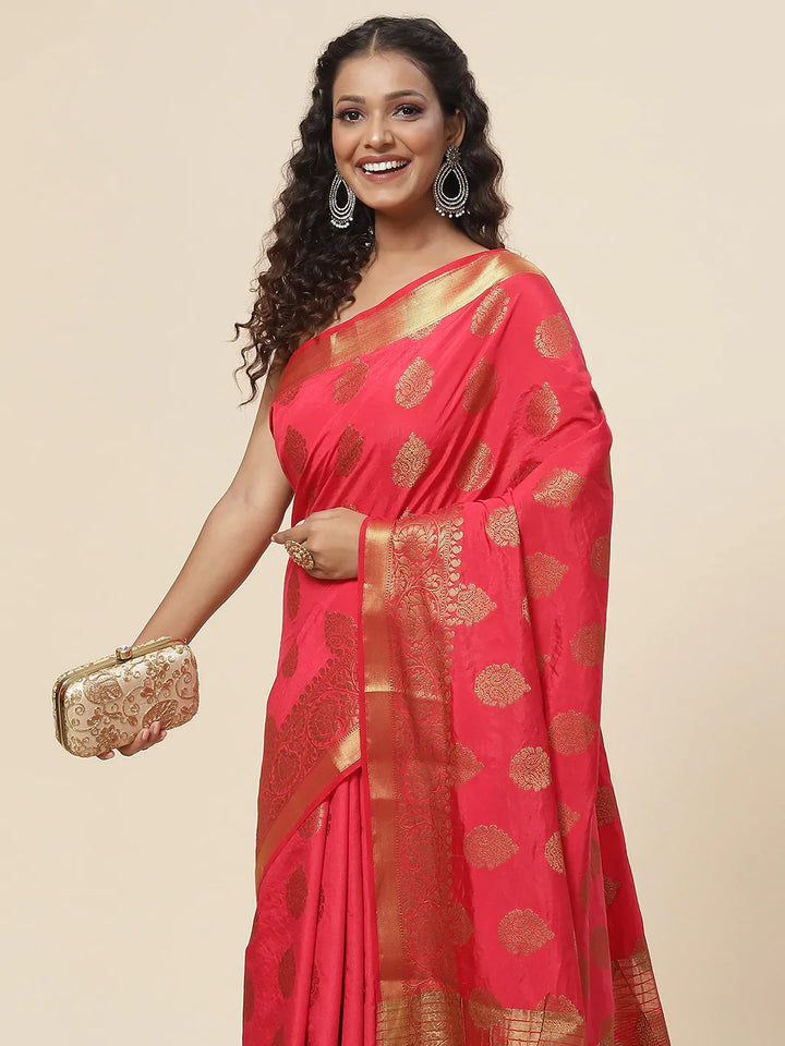 Zari Border Booti Handloom Woven Saree