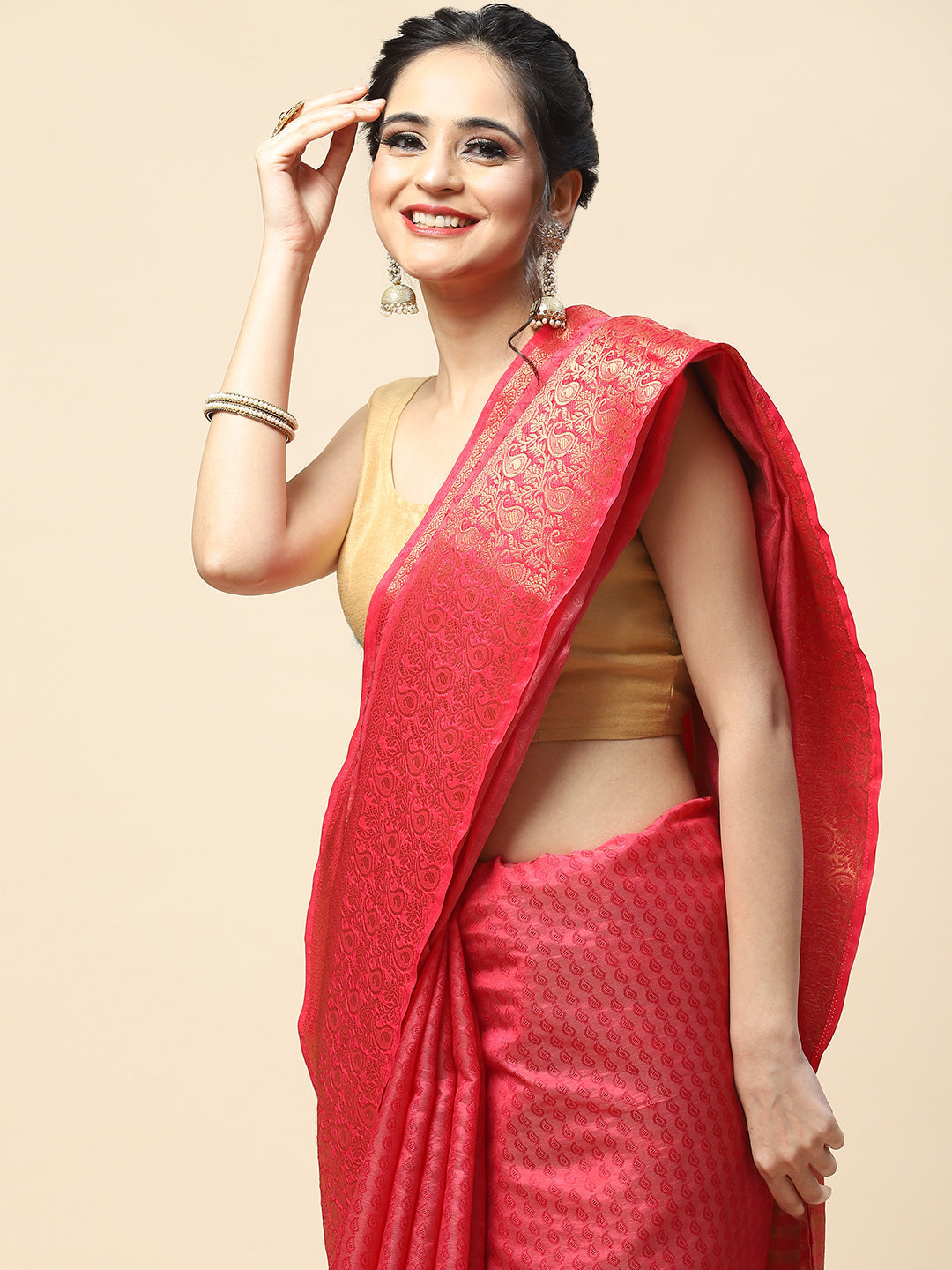Plain Zari Border Handloom Woven Saree