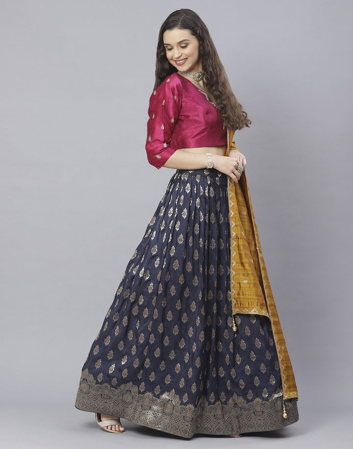 Banarasi Handloom Dupion silk Lehenga with contrast dupatta
