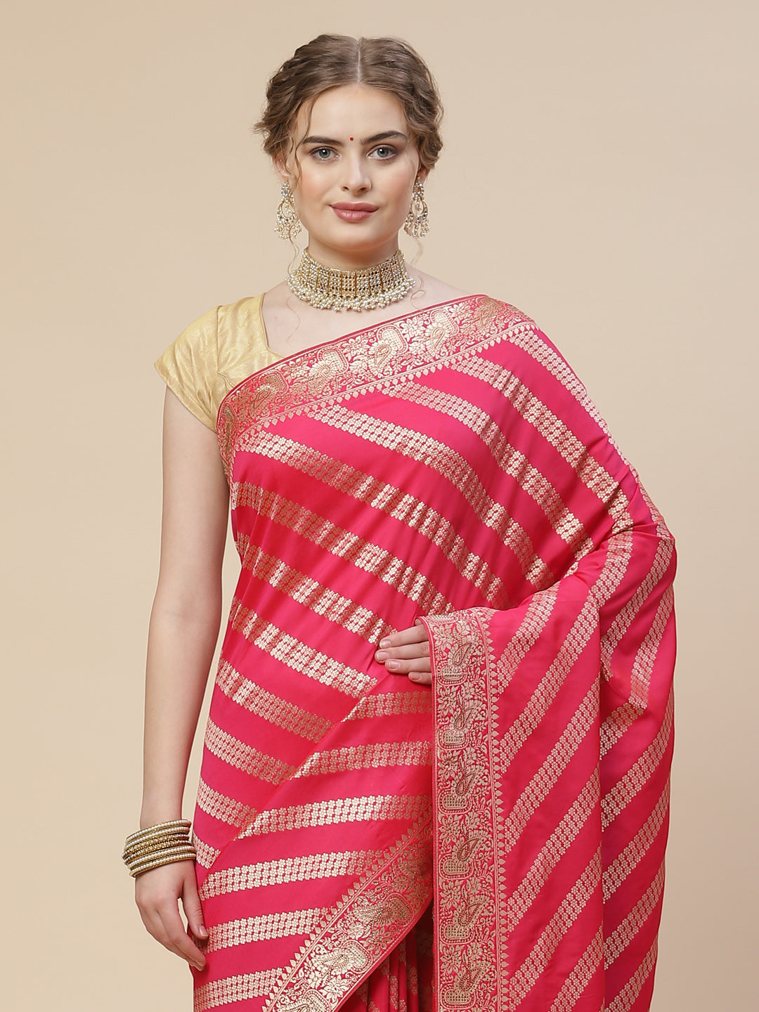 Stone Jaal Banarasi Woven Saree