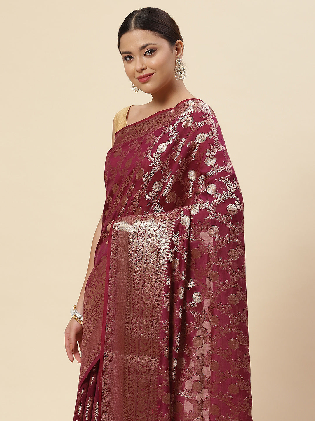Zari Jaal Cotton Woven Saree