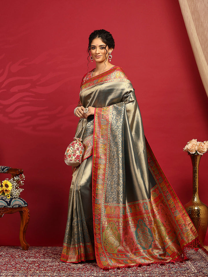 Embroidered Dola Silk Saree