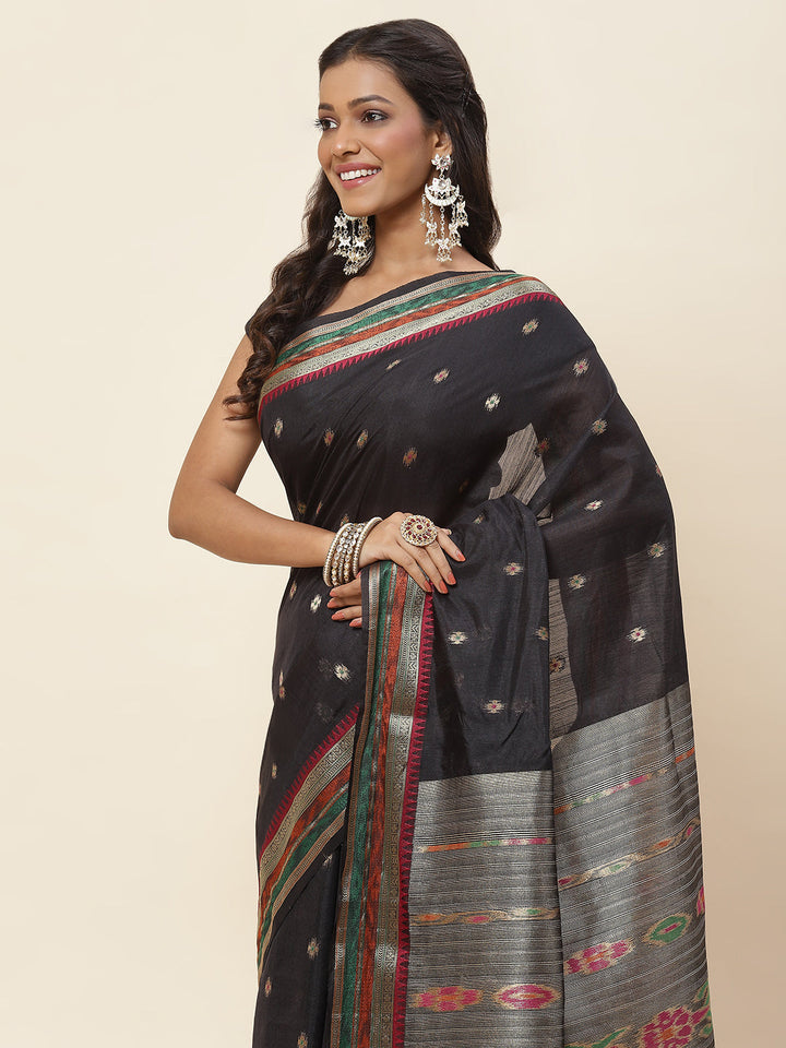 Zari Border Booti Woven Handloom Saree