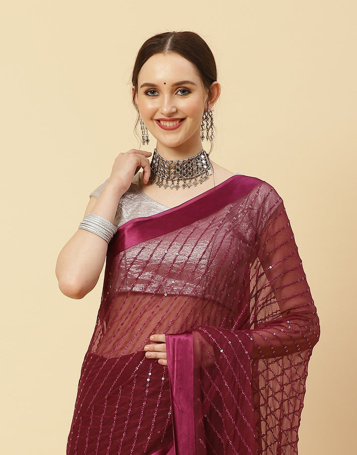 Sequence Embroidered Art Chiffon Saree