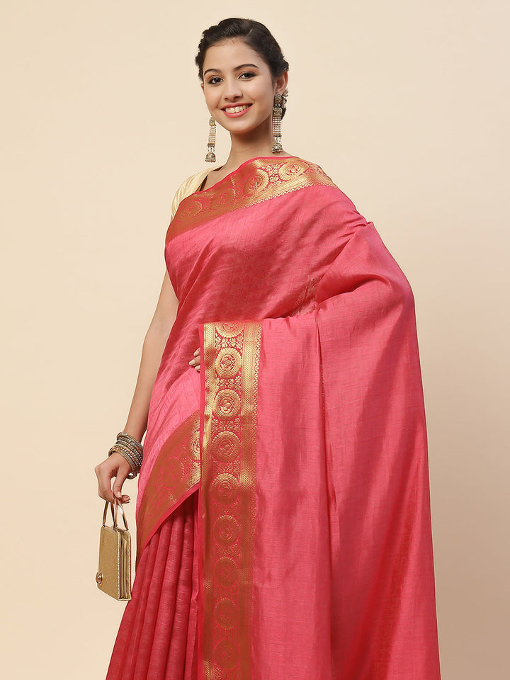 Plain Zari Border Art Handloom Woven Saree