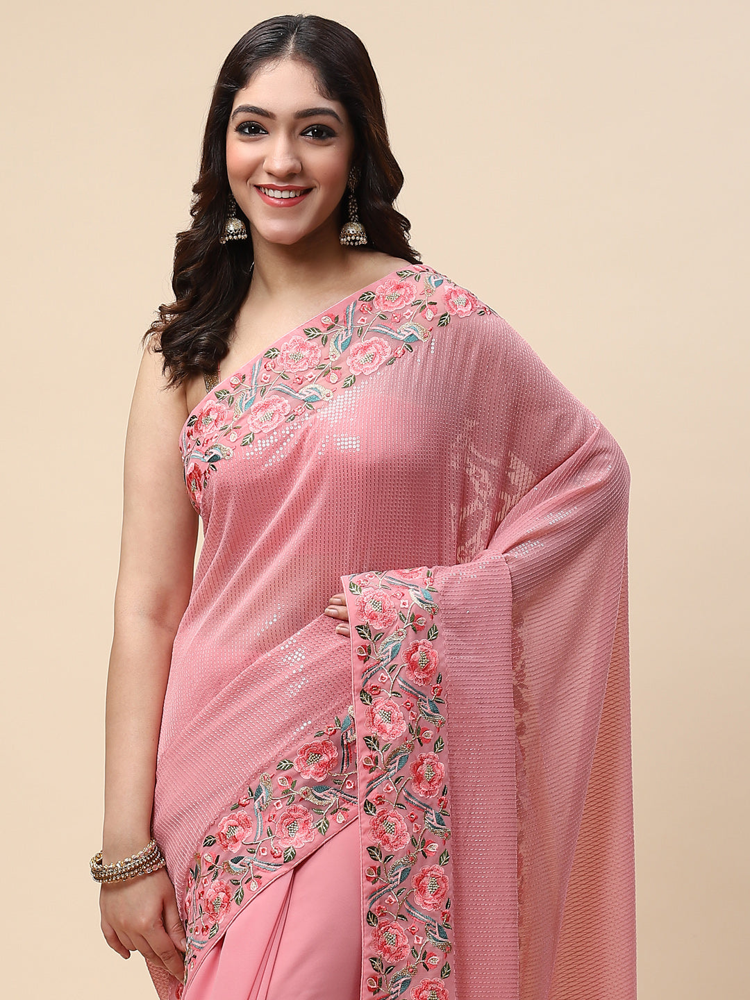 Sequin Embroidered Georgette Saree
