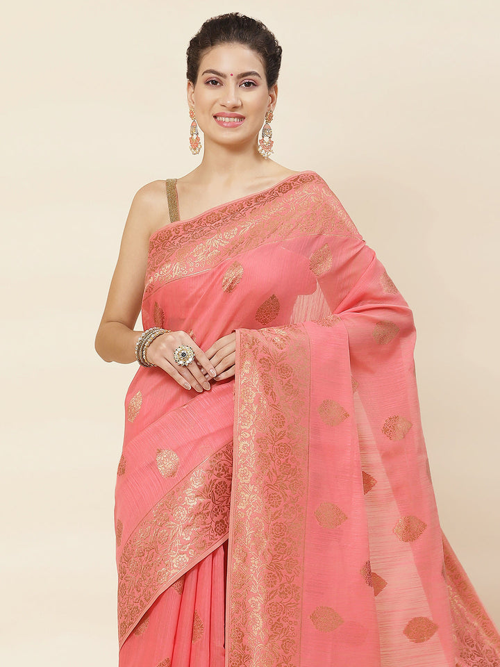 Zari Booti Woven Cotton Saree