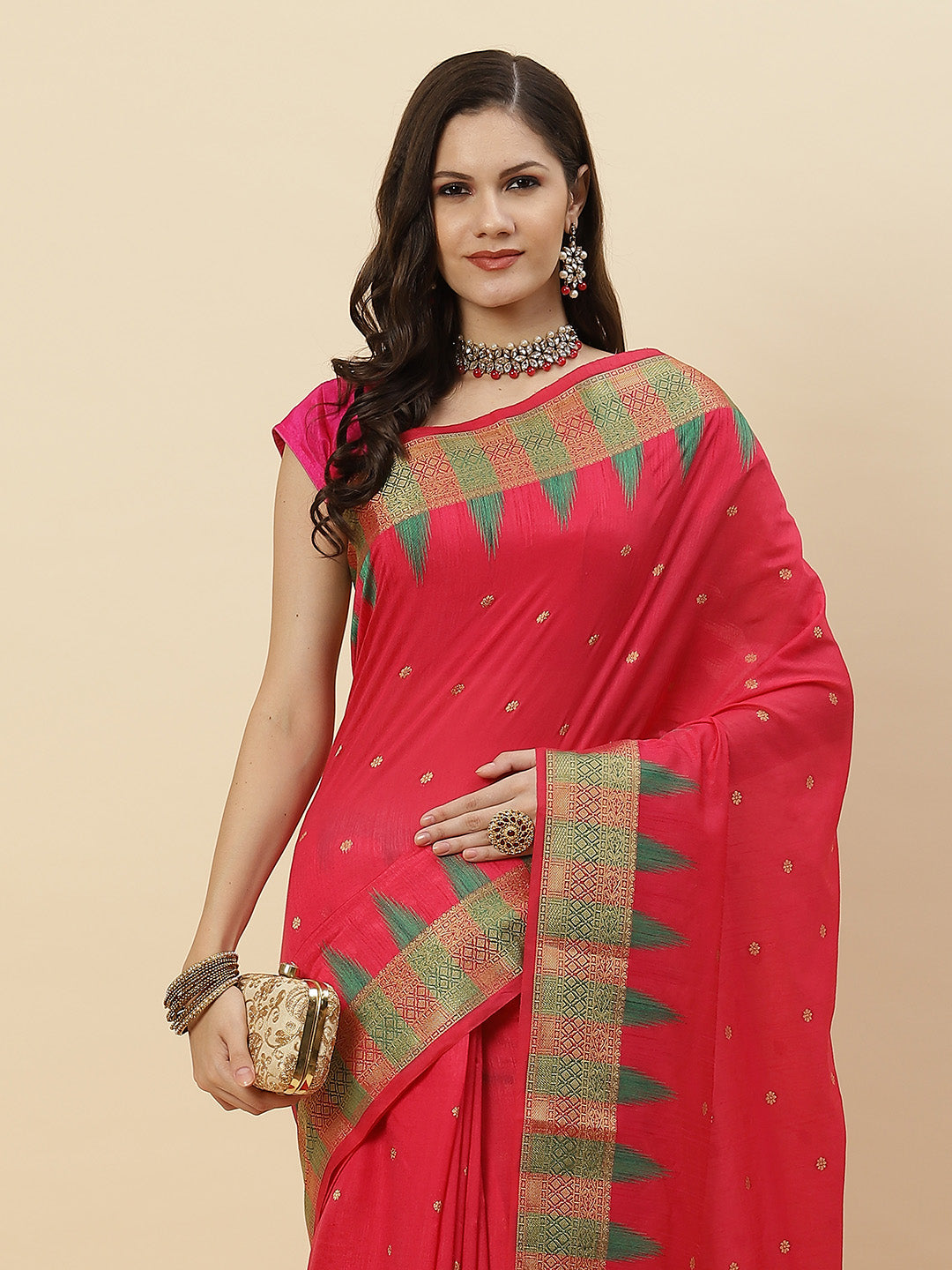 Plain Zari Border Handloom Woven Saree
