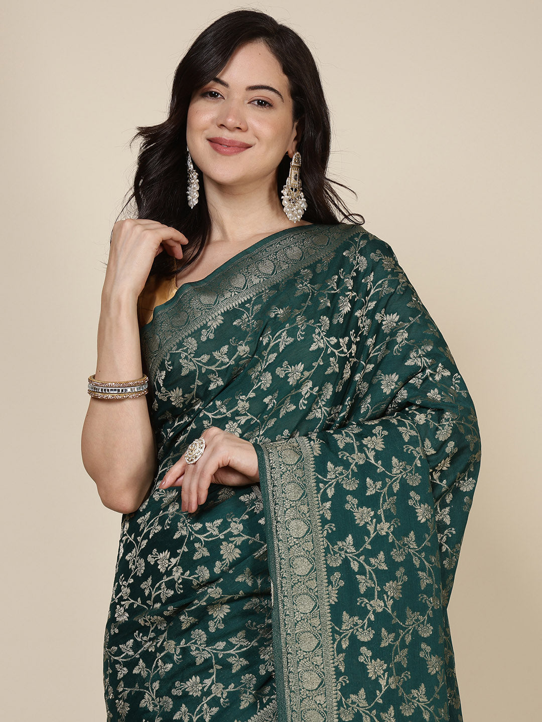 Border Zari Jaal Art Silk Woven Saree