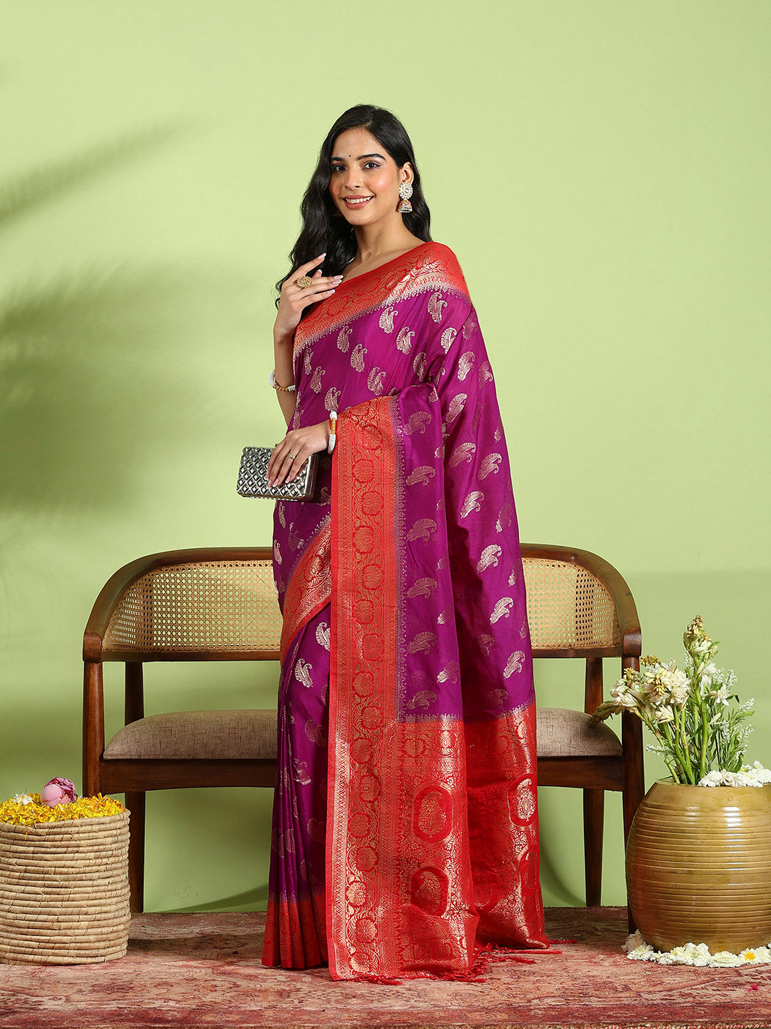 Plain Crepe Saree