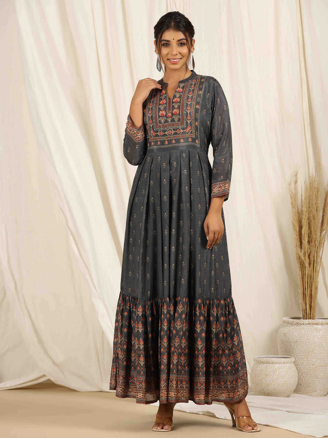 Printed With Embroidered Muslin Kurta