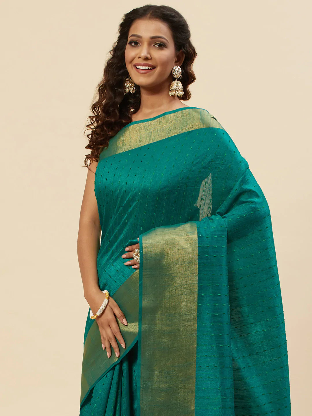 Plain Zari Border Handloom Woven Saree
