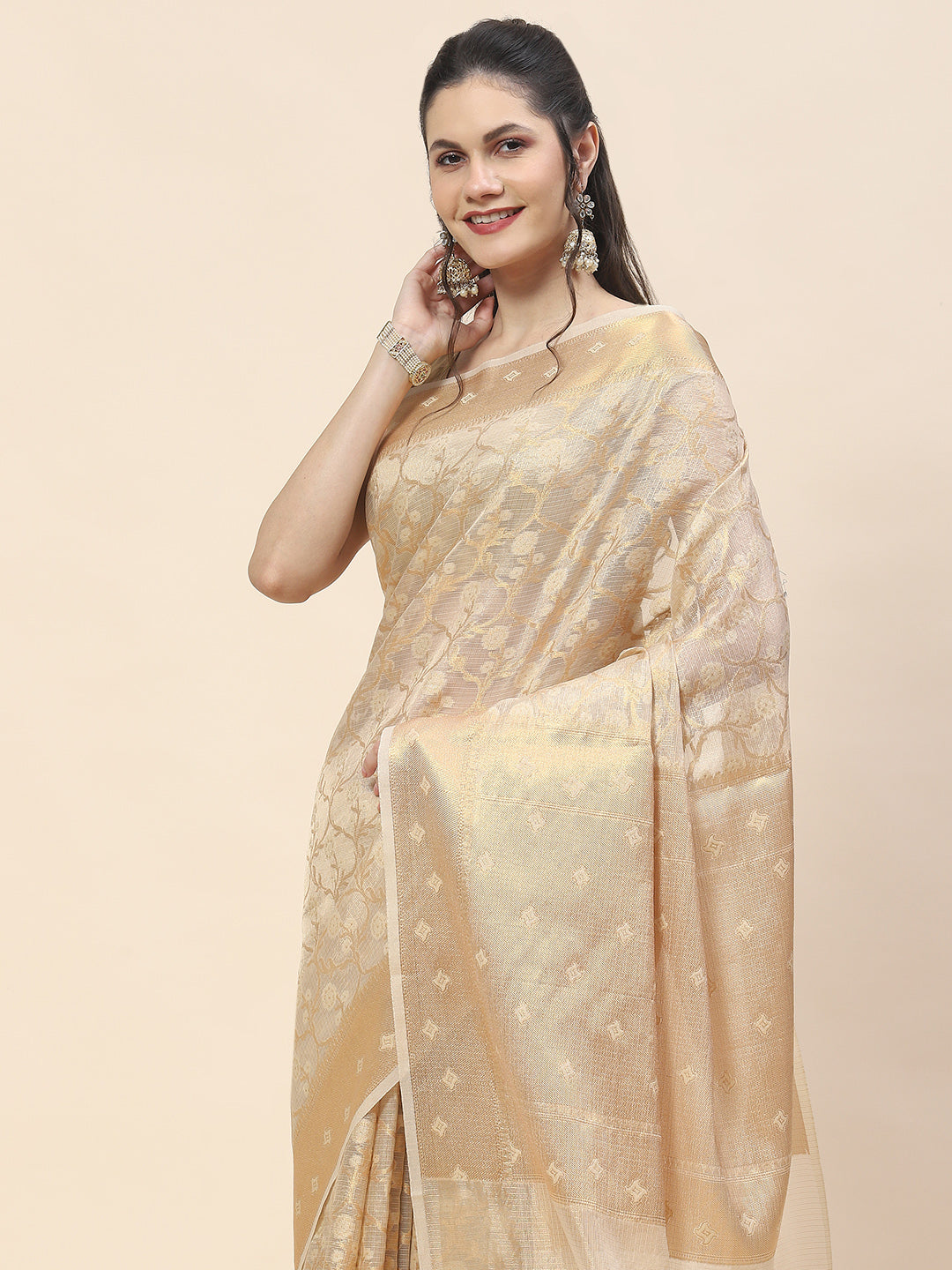 Zari Jaal Woven Cotton Saree