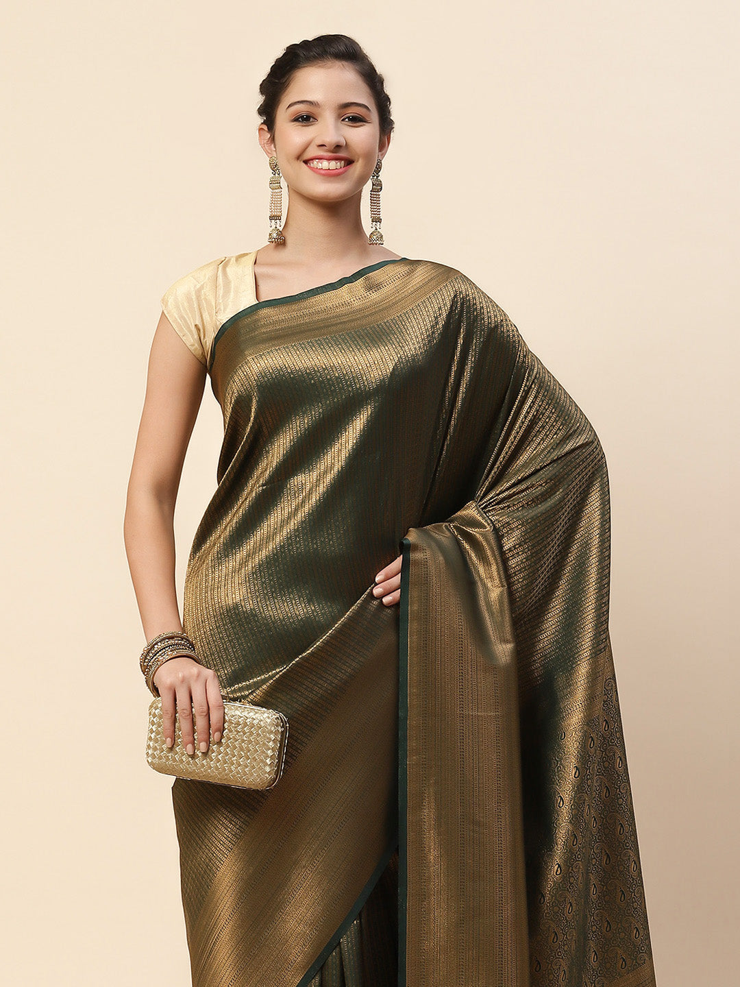 Brocade Zari Zaal Art Handloom Woven Saree