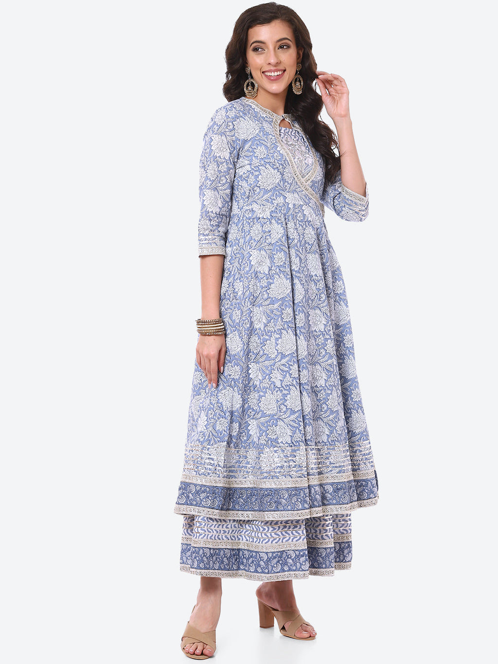 Floral Printed Double Layer Cotton Kurta