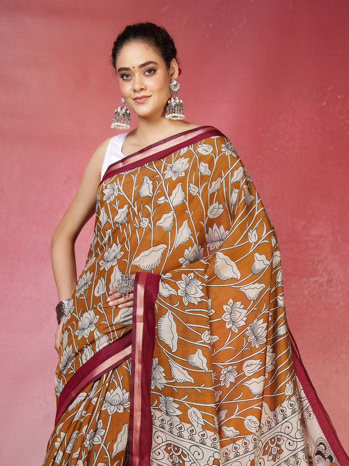 Floral Printed Art Silk Saree