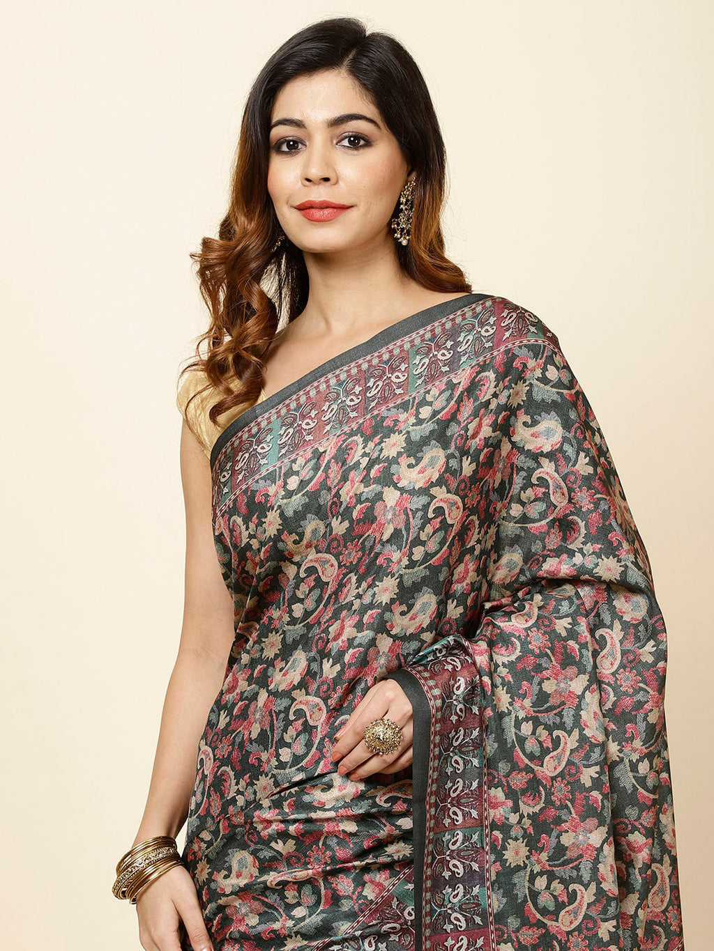 Printed Tussar Woven Saree