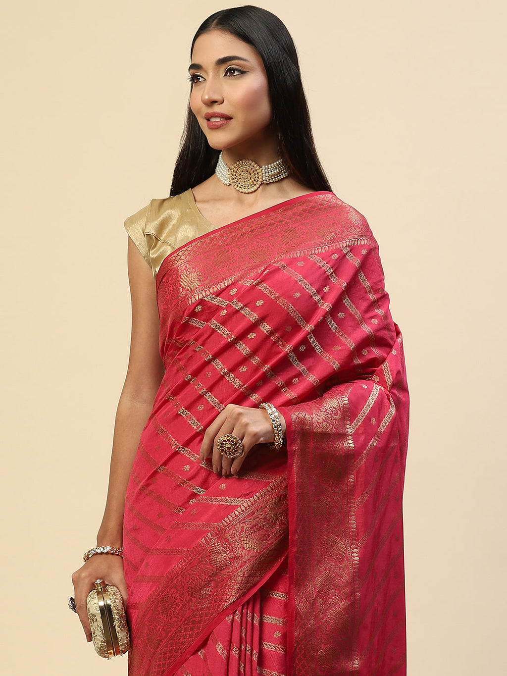 Zari Jaal Handloom Woven Saree