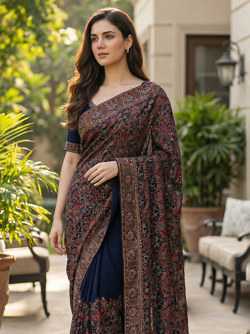 Embroidered Georgette Saree