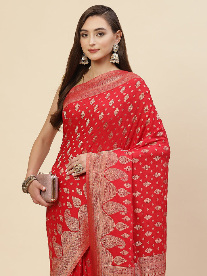 Zari Border Booti Georgette Saree
